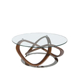 Mesa de café de vidrio templado y madera de nogal Angel Cerdá