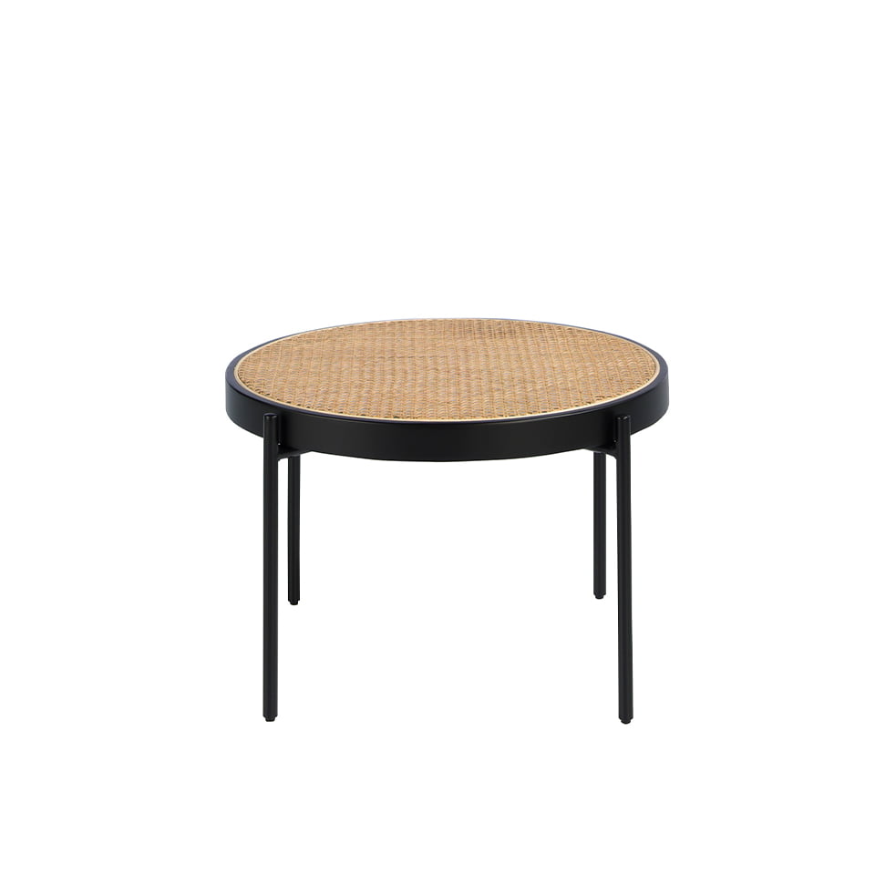 Mesa de café redonda de mimbre con soporte metálico Angel Cerdá
