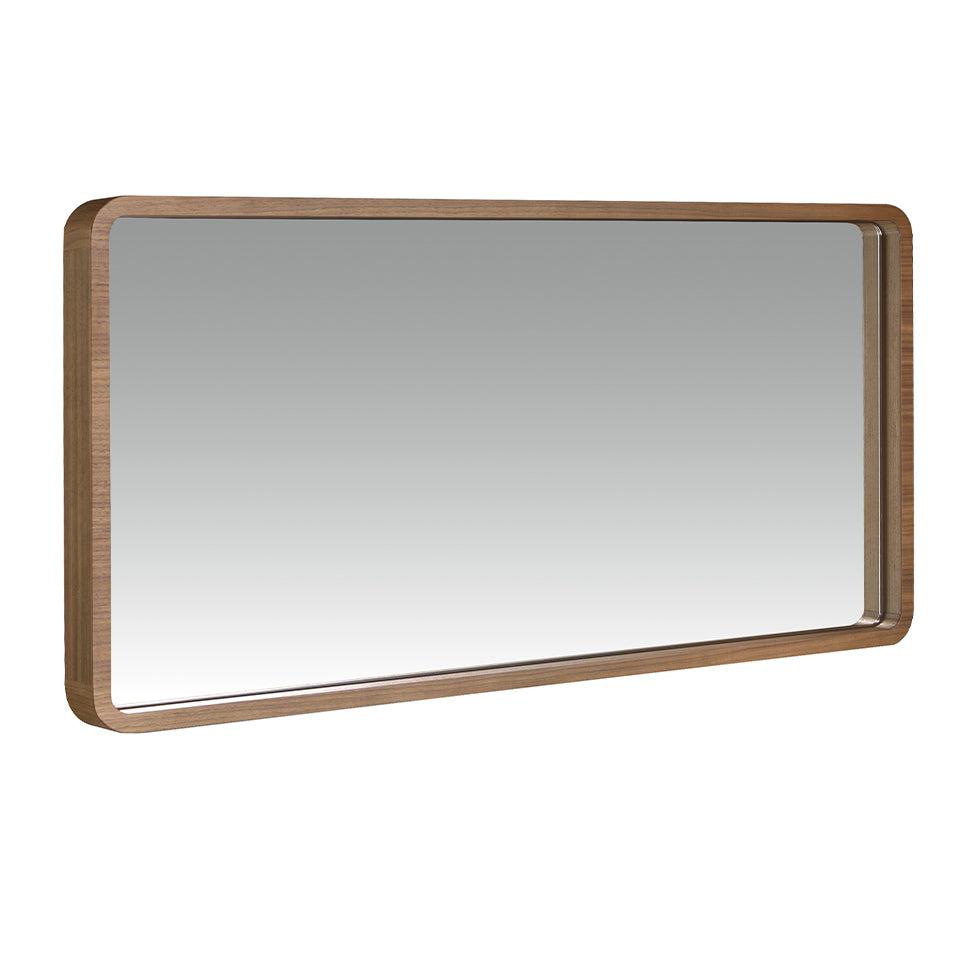 Espejo de pared rectangular con marco de nogal Angel Cerdá.