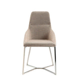 Silla de mesa tapizada en tela marrón de Angel Cerdá