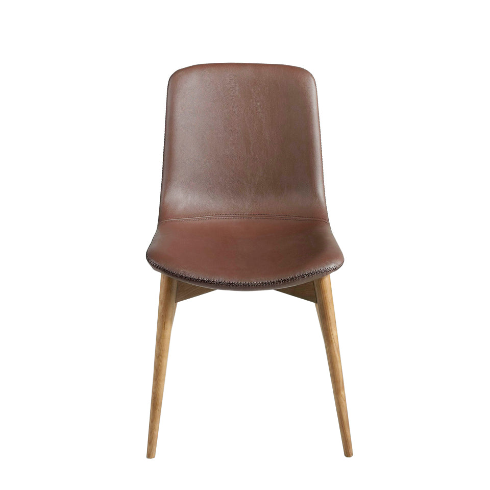 Silla de mesa tapizada en piel ecológica marrón Angel Cerdá