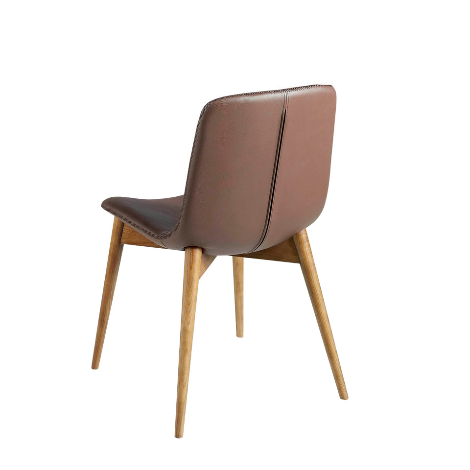 Silla de mesa tapizada en piel ecológica marrón Angel Cerdá
