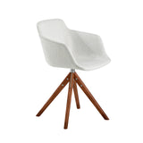 Silla giratoria de tela beige y madera de nogal Angel Cerdá