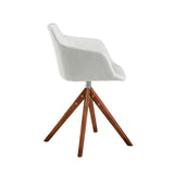 Silla giratoria de tela beige y madera de nogal Angel Cerdá