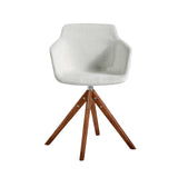 Silla giratoria de tela beige y madera de nogal Angel Cerdá