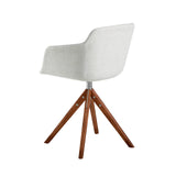 Silla giratoria de tela beige y madera de nogal Angel Cerdá