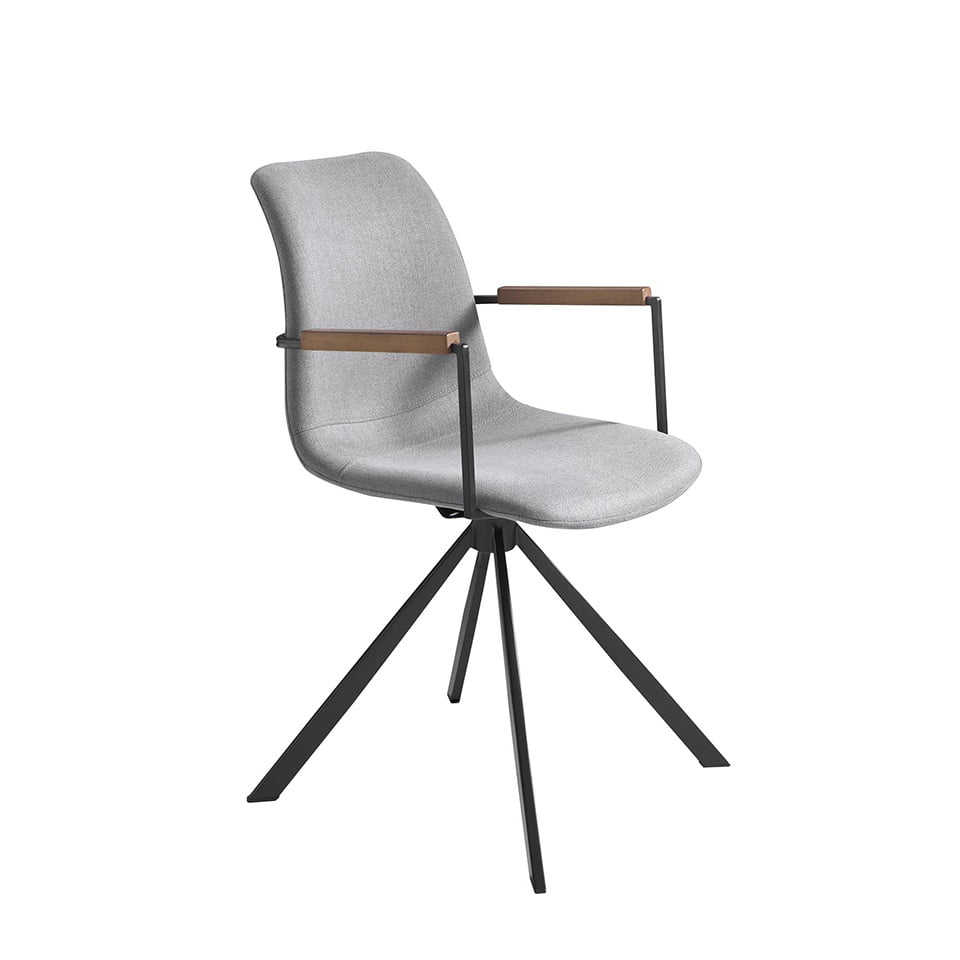 Silla giratoria tapizada con material textil gris Angel Cerdá