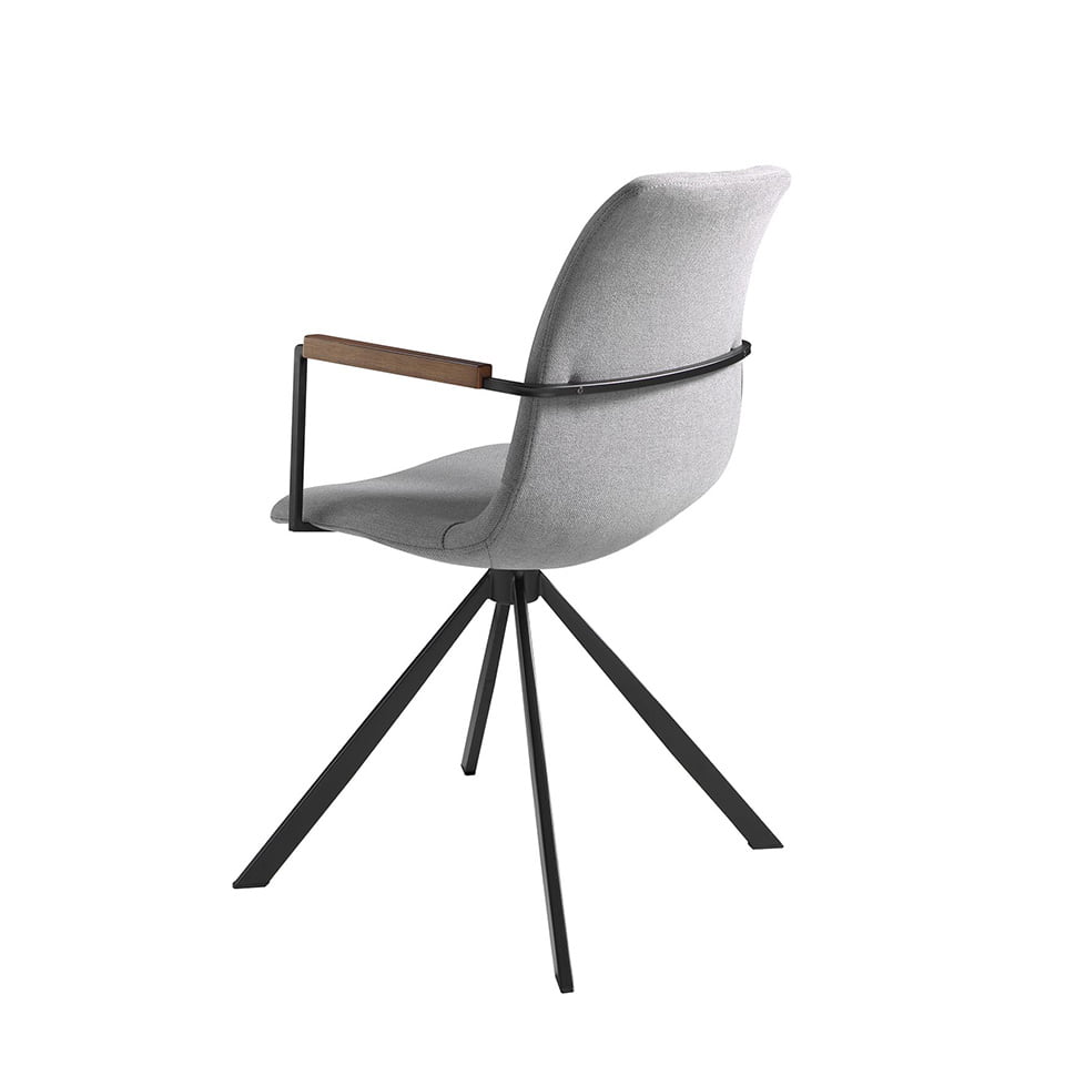 Silla giratoria tapizada con material textil gris Angel Cerdá