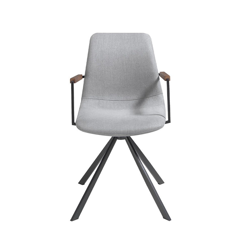 Silla giratoria tapizada con material textil gris Angel Cerdá
