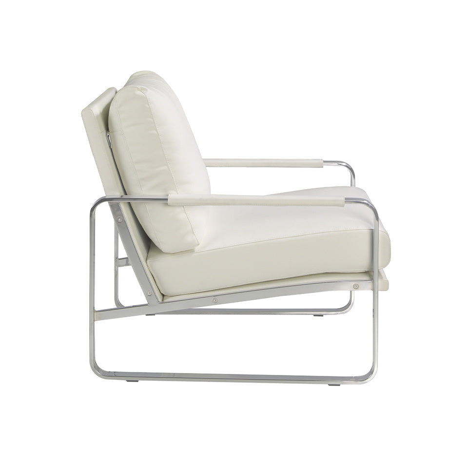 Sillón tapizado en piel ecológica blanca Angel Cerdá