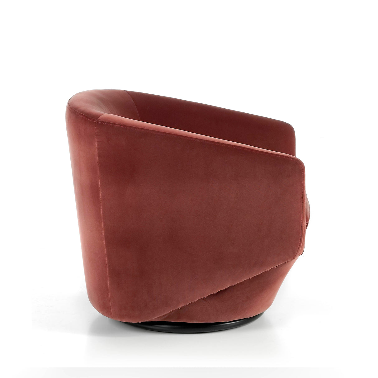 Sillón giratorio tapizado en terciopelo de color melocotón de Angel Cerdá