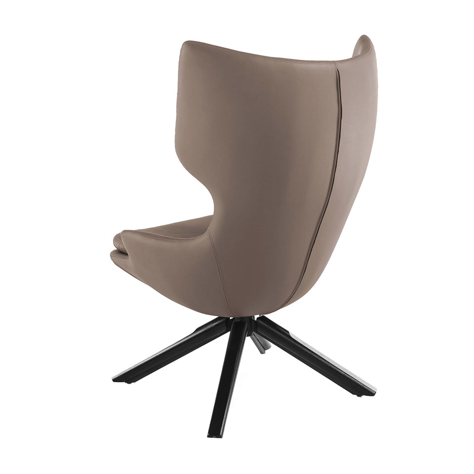 Silla giratoria de madera de Wenge Angel Cerdá - Piel ecológica Mink y cojín en el asiento