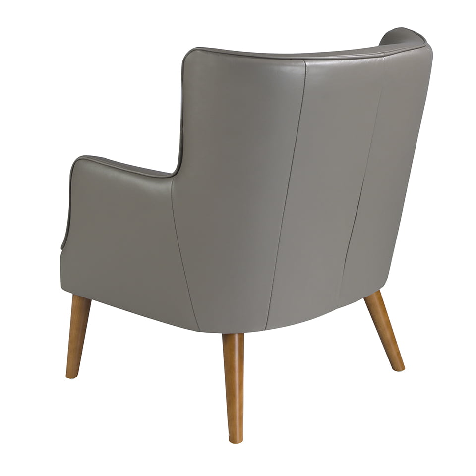 Sillón Chester de piel gris oscuro con estructura de madera de nogal de Angel Cerdá