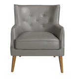 Sillón Chester de piel gris oscuro con estructura de madera de nogal de Angel Cerdá