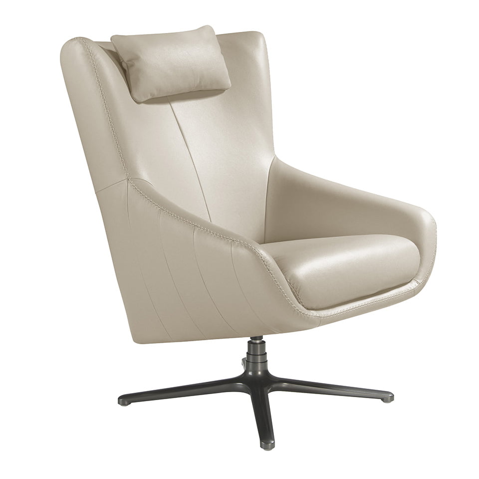 Sillón giratorio de piel con cojín desmontable Angel Cerdá