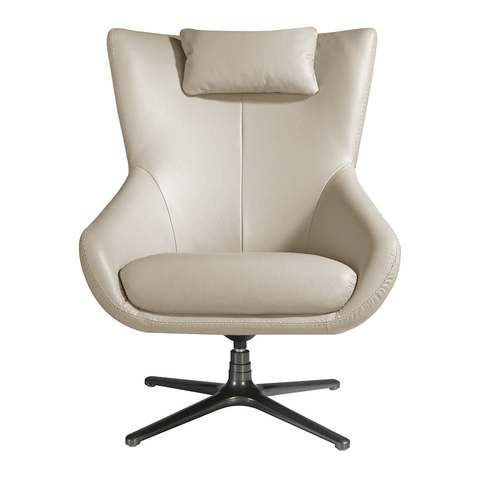 Sillón giratorio de piel con cojín desmontable Angel Cerdá