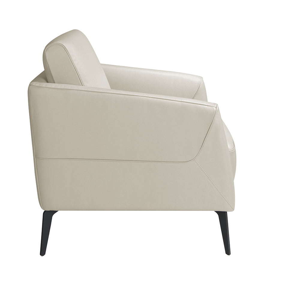 Sillón tapizado en piel gris topo de Angel Cerdá