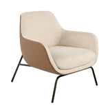 Sillón tapizado con material textil y piel ecológica con estructura de acero negro