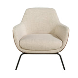 Sillón tapizado con material textil y piel ecológica con estructura de acero negro