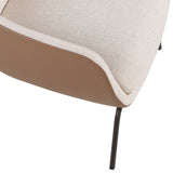 Sillón tapizado con material textil y piel ecológica con estructura de acero negro