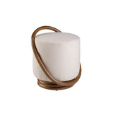 Taburete blanco tapizado con madera de nogal Angel Cerdá.