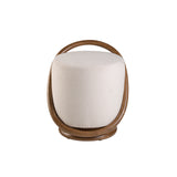 Taburete blanco tapizado con madera de nogal Angel Cerdá.