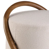 Taburete blanco tapizado con madera de nogal Angel Cerdá.