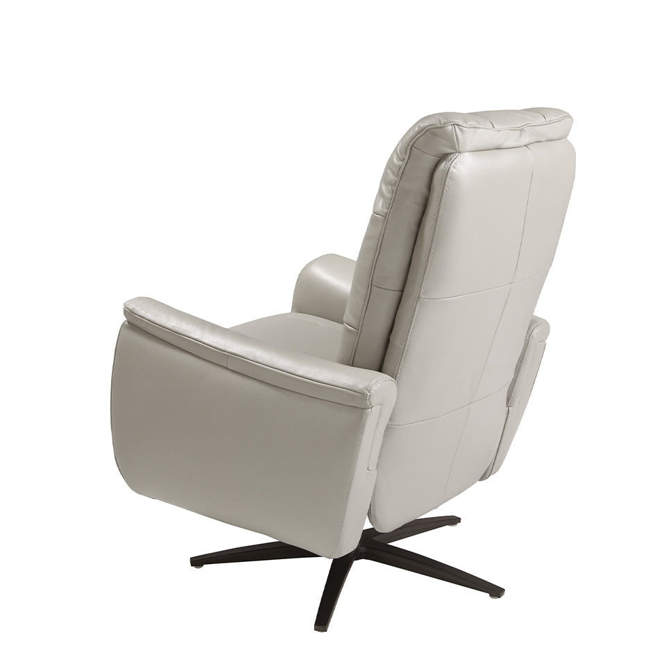 Sillón giratorio de piel gris con mecanismo eléctrico de relajación