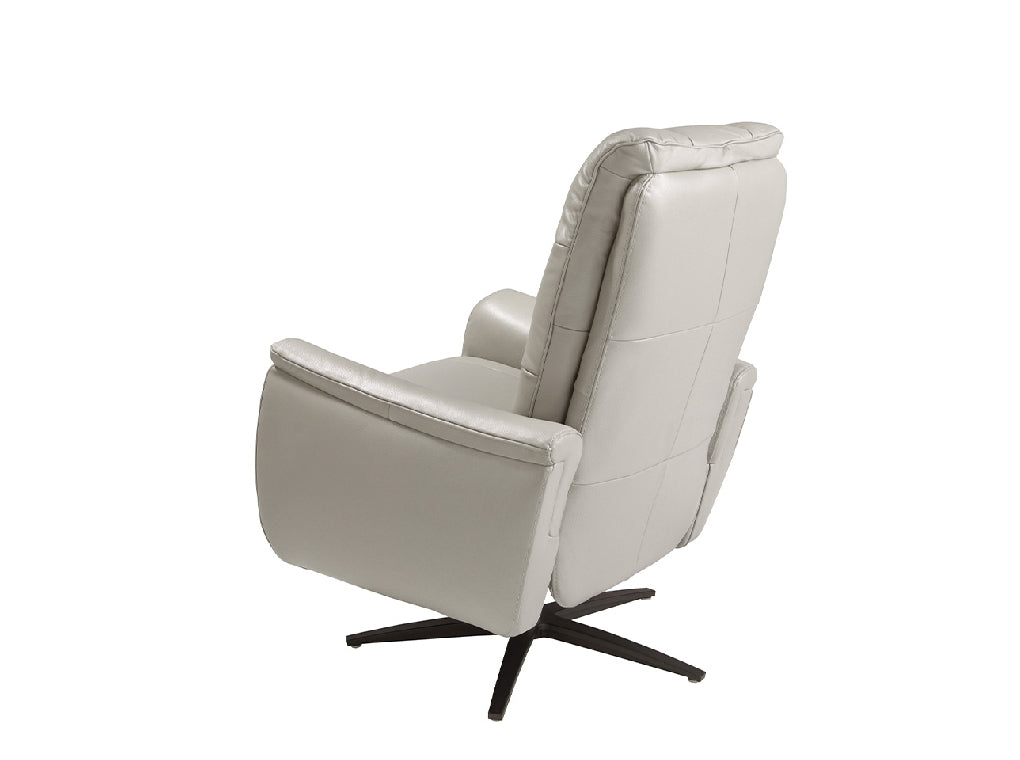 Sillón giratorio de piel gris con mecanismo eléctrico de relajación