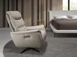 Sillón giratorio de piel gris con mecanismo eléctrico de relajación