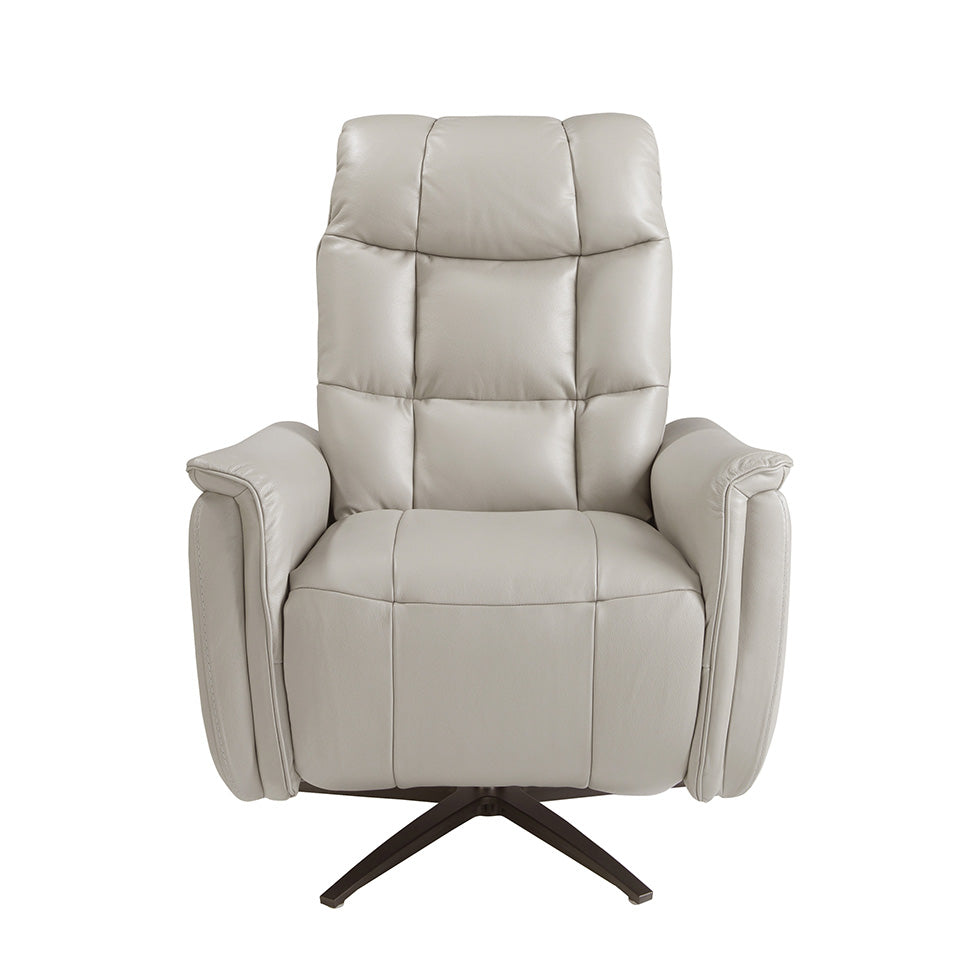 Sillón giratorio de piel gris con mecanismo eléctrico de relajación
