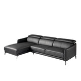 El sofá con chaise longue de cuero negro de vaca Angel Cerdá.