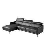 El sofá con chaise longue de cuero negro de vaca Angel Cerdá.