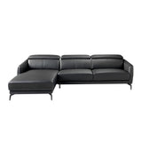 El sofá con chaise longue de cuero negro de vaca Angel Cerdá.