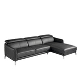 Sofá con chaise longue de cuero negro de vaca Angel Cerdá