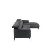 Sofá con chaise longue de cuero negro de vaca Angel Cerdá