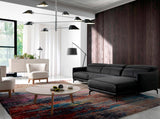 Sofá con chaise longue de cuero negro de vaca Angel Cerdá