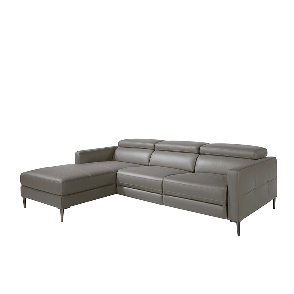 Sofá Chaise Longue de Cuero Gris Oscuro con Mecanismo de Relajación Angel Cerdá