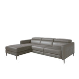Sofá Chaise Longue de Cuero Gris Oscuro con Mecanismo de Relajación Angel Cerdá