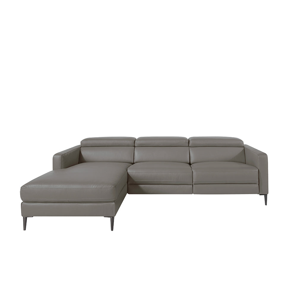 Sofá Chaise Longue de Cuero Gris Oscuro con Mecanismo de Relajación Angel Cerdá