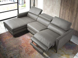 Sofá Chaise Longue de Cuero Gris Oscuro con Mecanismo de Relajación Angel Cerdá