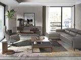 Sofá Chaise Longue de Cuero Gris Oscuro con Mecanismo de Relajación Angel Cerdá