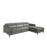 Sofá Chaise Longue de Cuero Gris Oscuro con Mecanismo de Relajación Angel Cerdá