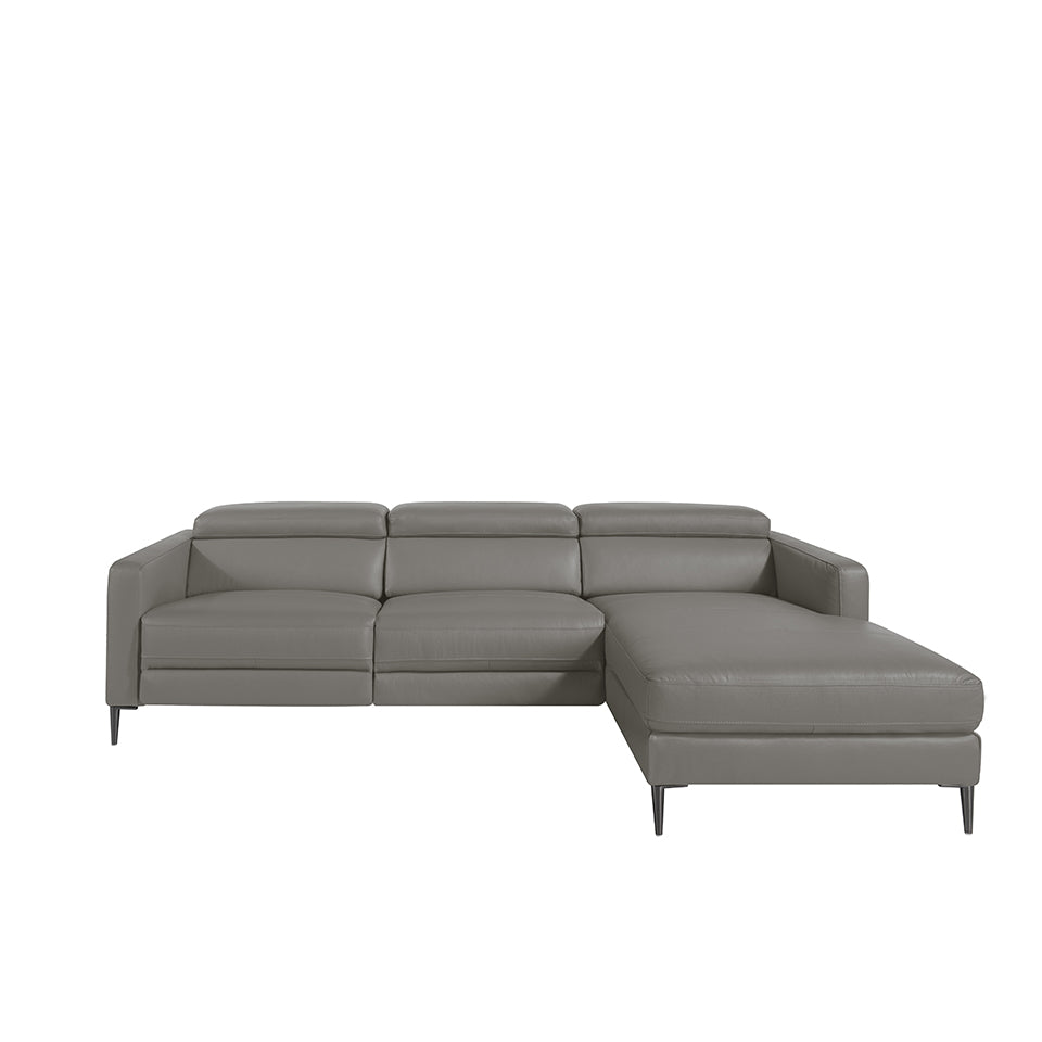Sofá Chaise Longue de Cuero Gris Oscuro con Mecanismo de Relajación Angel Cerdá