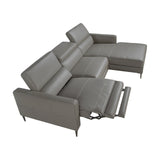 Sofá Chaise Longue de Cuero Gris Oscuro con Mecanismo de Relajación Angel Cerdá