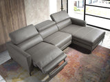 Sofá Chaise Longue de Cuero Gris Oscuro con Mecanismo de Relajación Angel Cerdá