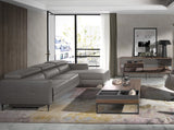 Sofá Chaise Longue de Cuero Gris Oscuro con Mecanismo de Relajación Angel Cerdá