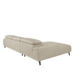 Sofá con chaise longue de piel de vaca en tono taupe de Angel Cerdá