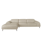 Sofá con chaise longue de piel de vaca en tono taupe de Angel Cerdá
