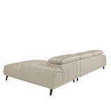 Sofá con chaise longue de piel de vaca en tono taupe de Angel Cerdá